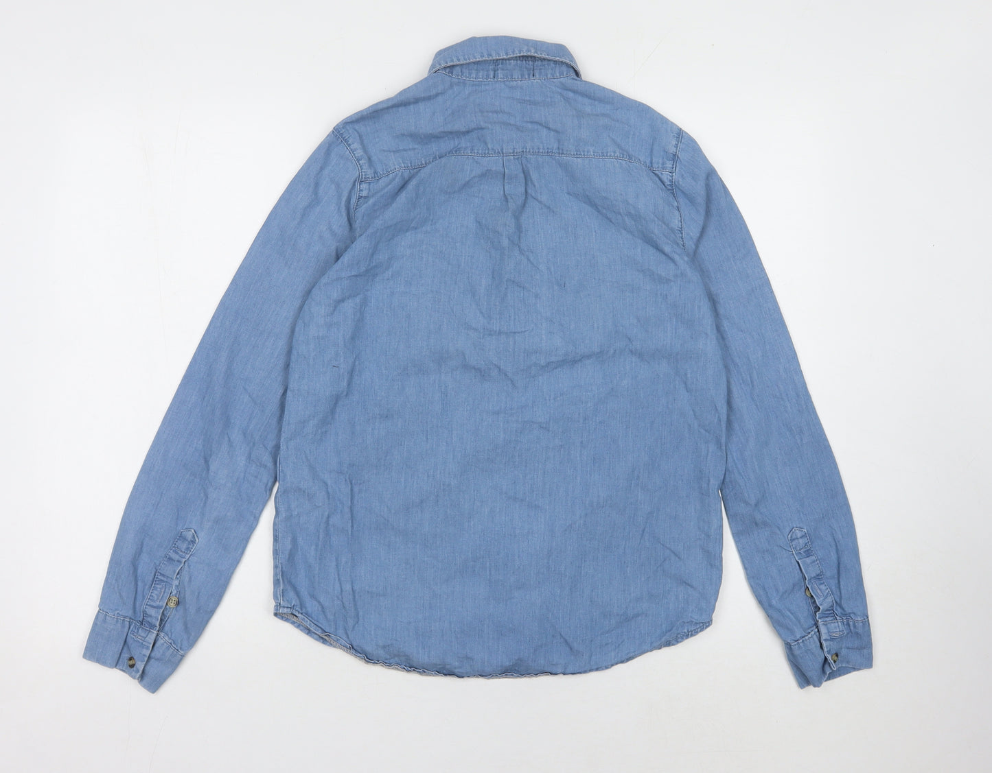 Topshop Women's Blue Button-Up Shirt Size 10