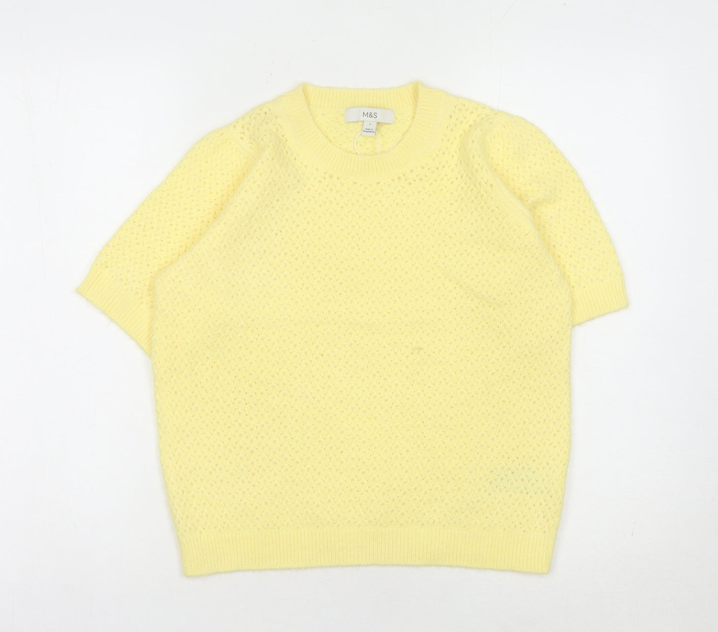 Marks and Spencer Women's Yellow Crew Neck Jumper S