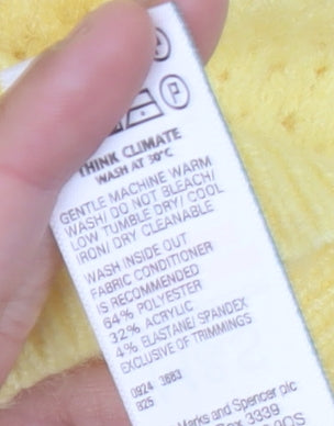 Marks and Spencer Women's Yellow Crew Neck Jumper S