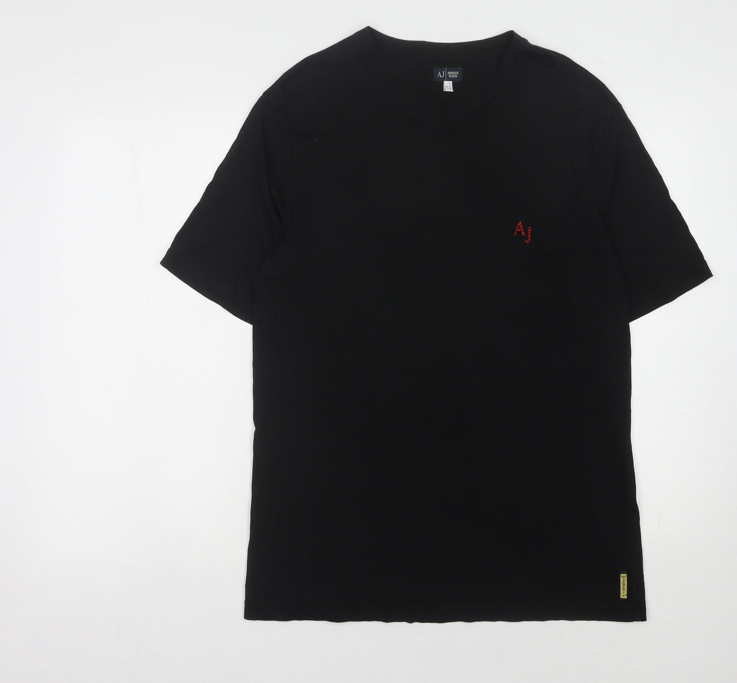 Armani Jeans Men's Black V-Neck T-Shirt, Size L