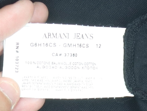 Armani Jeans Men's Black V-Neck T-Shirt, Size L