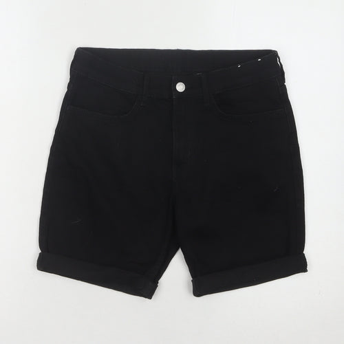 H&M Girls Black Denim Shorts - Size 11-12 Years Slim Fit