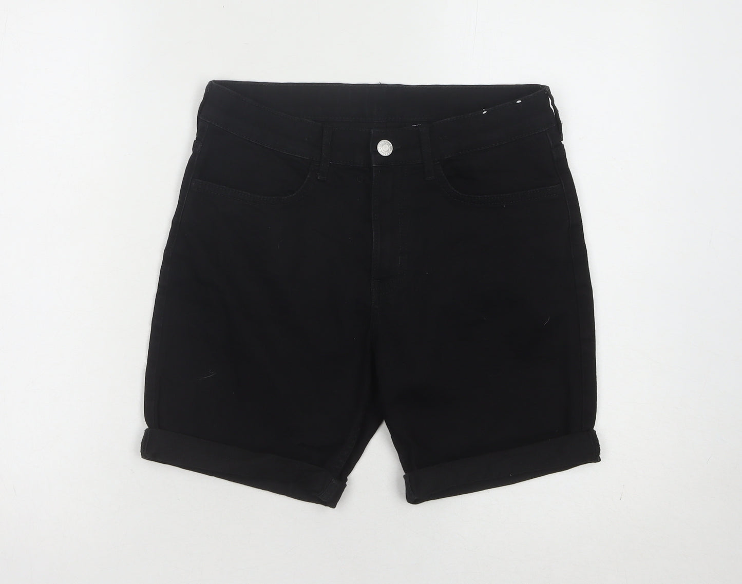H&M Girls Black Denim Shorts - Size 11-12 Years Slim Fit