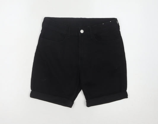 H&M Girls Black Denim Shorts - Size 11-12 Years Slim Fit