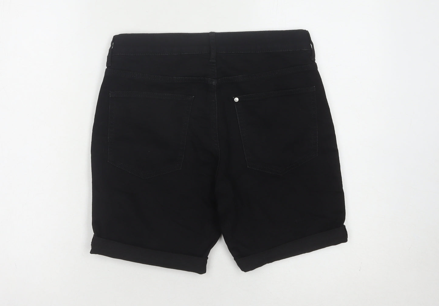 H&M Girls Black Denim Shorts - Size 11-12 Years Slim Fit