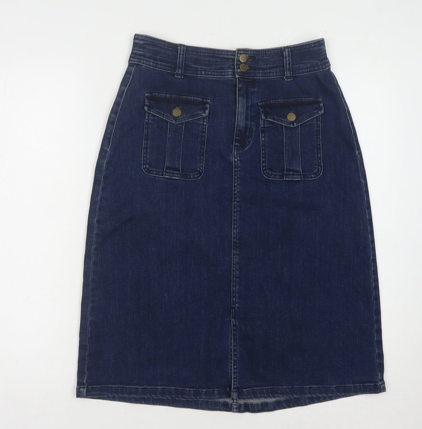 TU Women's Blue Denim Knee Length Pencil Skirt Size 10