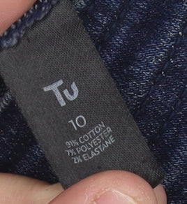 TU Women's Blue Denim Knee Length Pencil Skirt Size 10