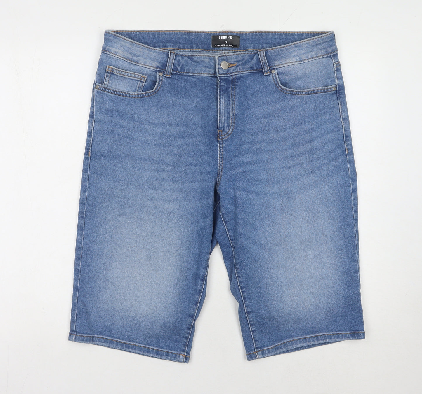 Tu Women's Blue Bermuda Shorts, Size 16, Denim Casual