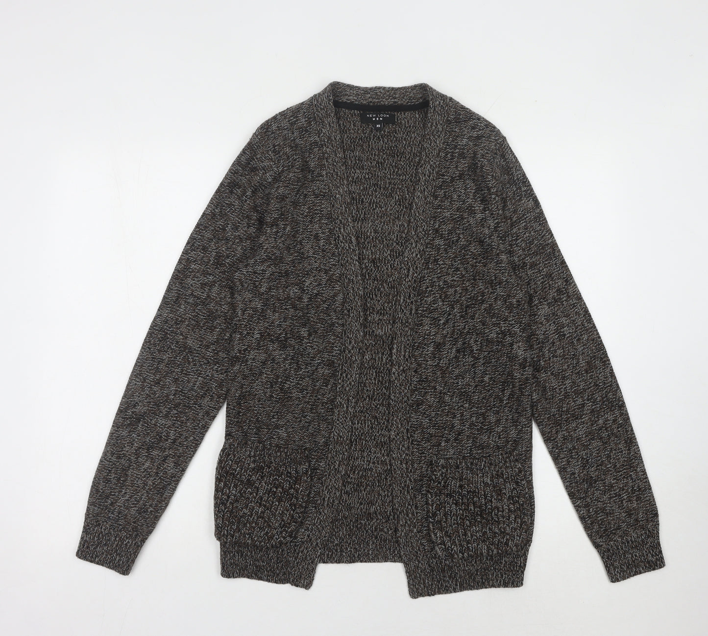 New Look Men's Grey Cardigan XS Knit Long Sleeve