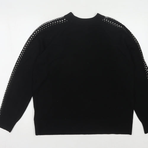 Topshop Women's Black Beaded Jumper Size 14