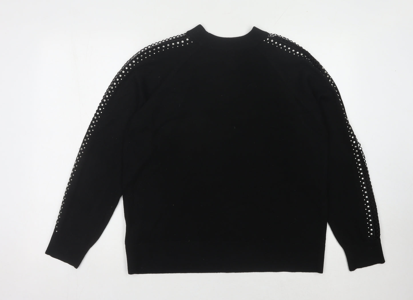 Topshop Women's Black Beaded Jumper Size 14