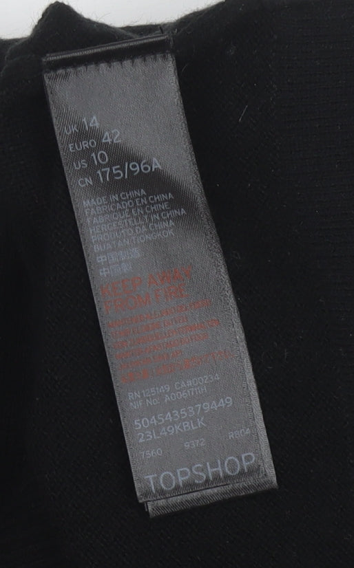 Topshop Women's Black Beaded Jumper Size 14