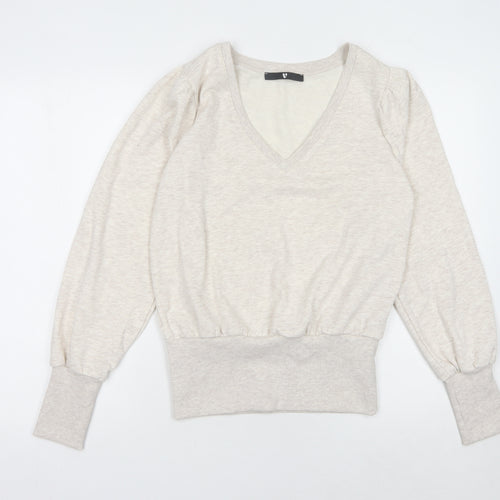Very Women Beige V-Neck Sweatshirt Size 10