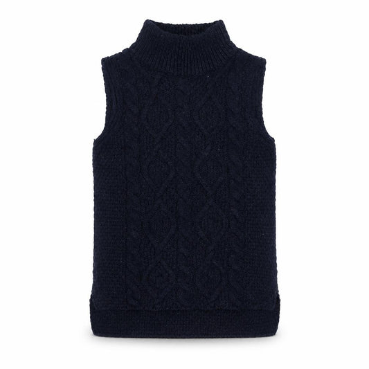 Front view of Next girls’ blue high neck sleeveless vest jumper - 7 years