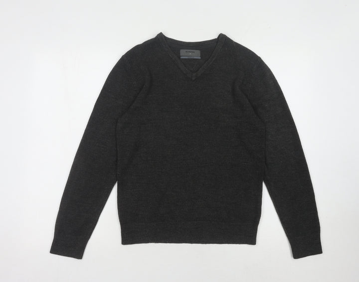 Burton Men's Black Acrylic V-Neck Pullover Jumper XS