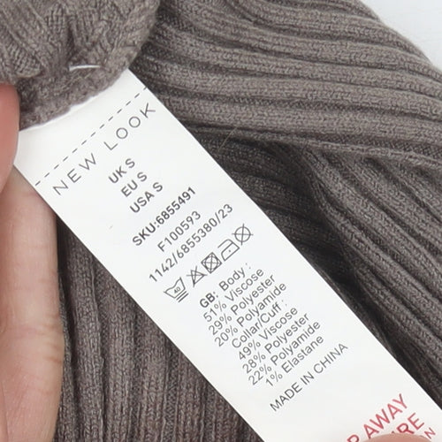 New Look Brown Mock Neck Pullover Jumper S Women