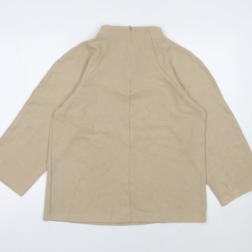 Marks and Spencer Women's Beige High Neck Jumper, Size 14