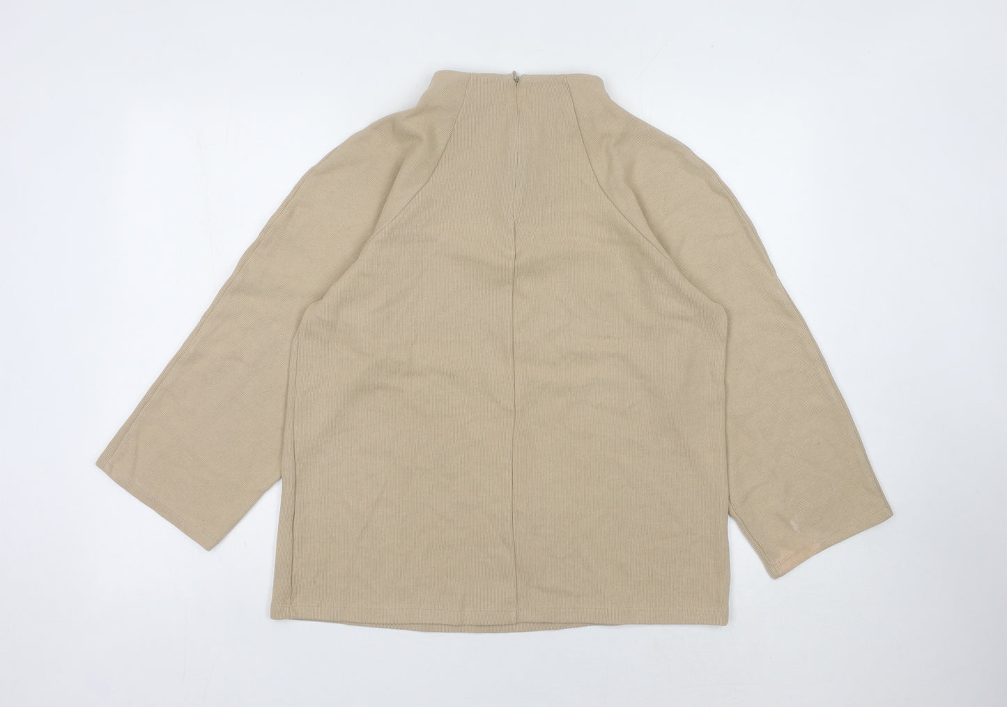 Marks and Spencer Women's Beige High Neck Jumper, Size 14
