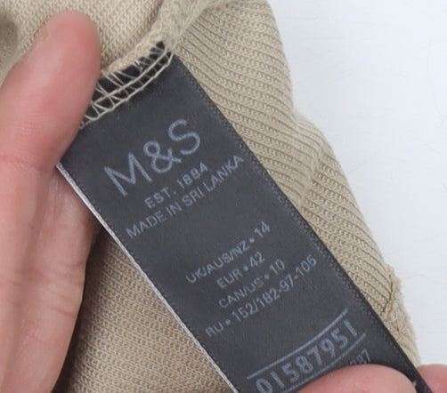 Marks and Spencer Women's Beige High Neck Jumper, Size 14