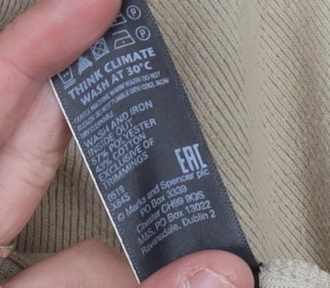 Marks and Spencer Women's Beige High Neck Jumper, Size 14