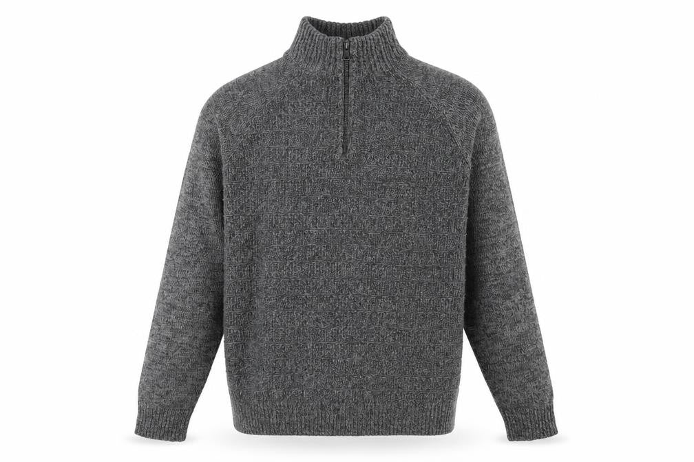Front view of Burton Menswear Grey High Neck jumper