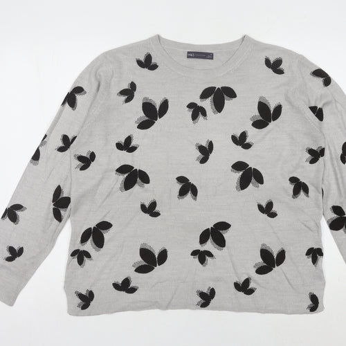 Marks and Spencer Grey Butterfly Print Pullover Jumper