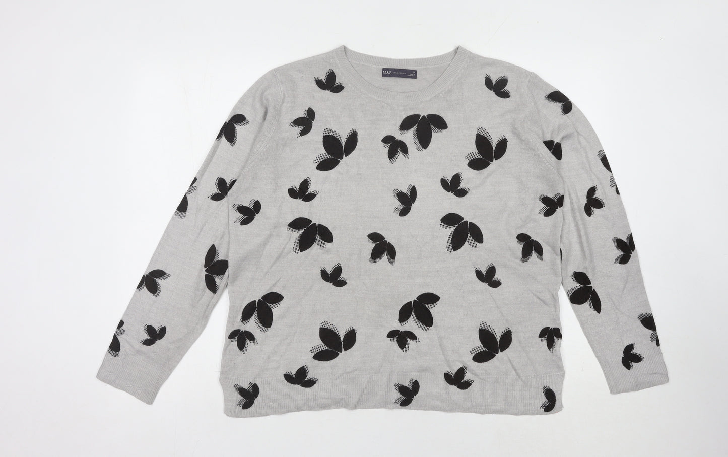 Marks and Spencer Grey Butterfly Print Pullover Jumper