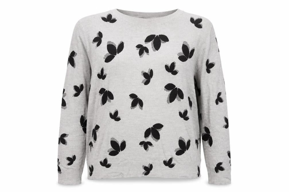 Front view of Marks & Spencer Grey Butterfly Print jumper