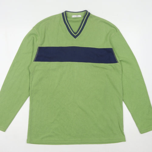 Marks and Spencer Men's Green V-Neck Pullover Jumper S