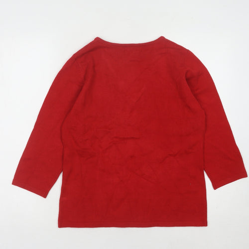 Paramour Women's Red V-Neck 3/4 Sleeve Pullover