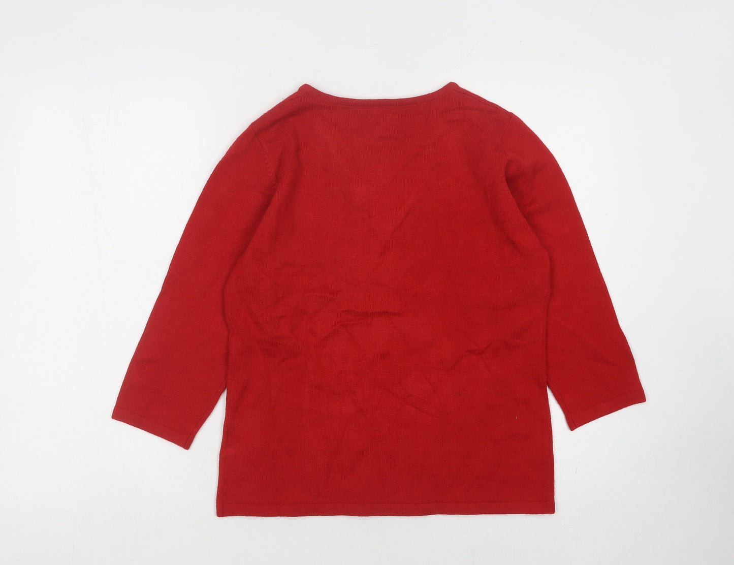 Paramour Women's Red V-Neck 3/4 Sleeve Pullover