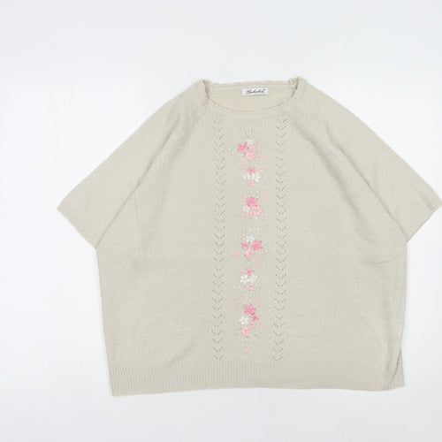 Berketer Women Beige 18-20 Floral Knit Jumper