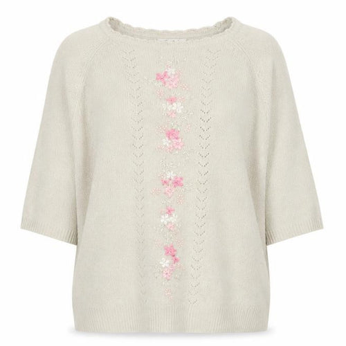 Berketer Women Beige 18-20 Floral Knit Jumper