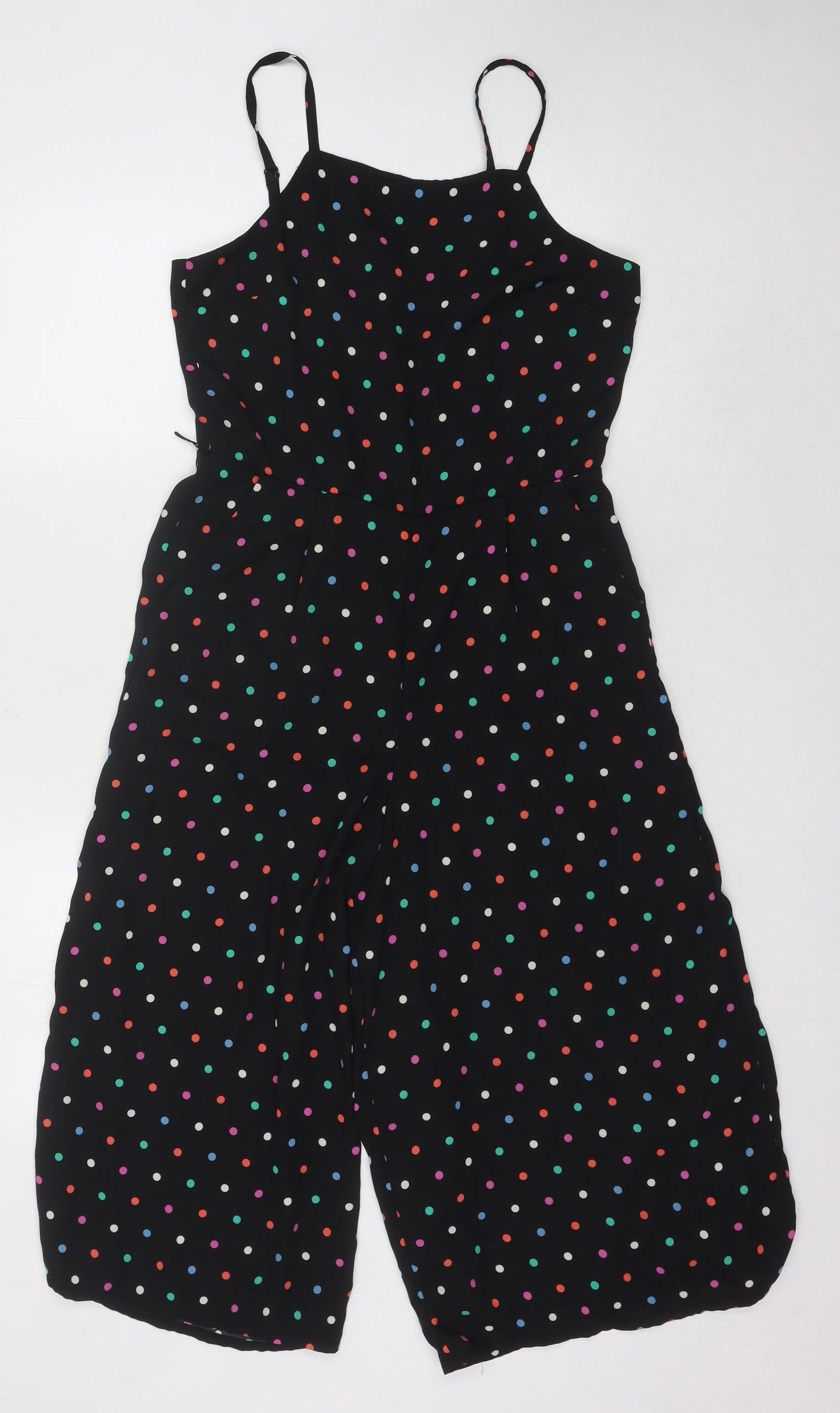 Oasis Women's Black Polka Dot Jumpsuit, Size 10, Sleeveless