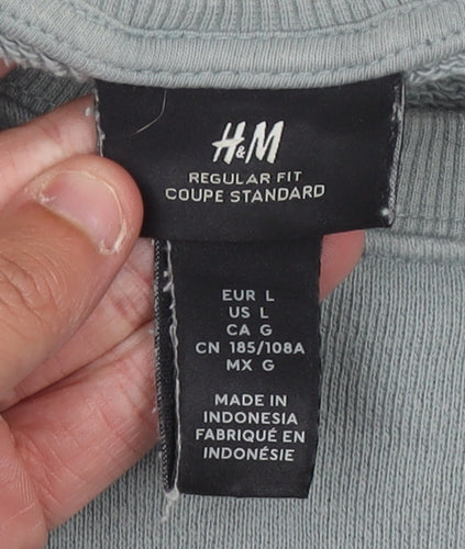 H&M Unisex Grey Pullover Sweatshirt, Size 12, Casual Style
