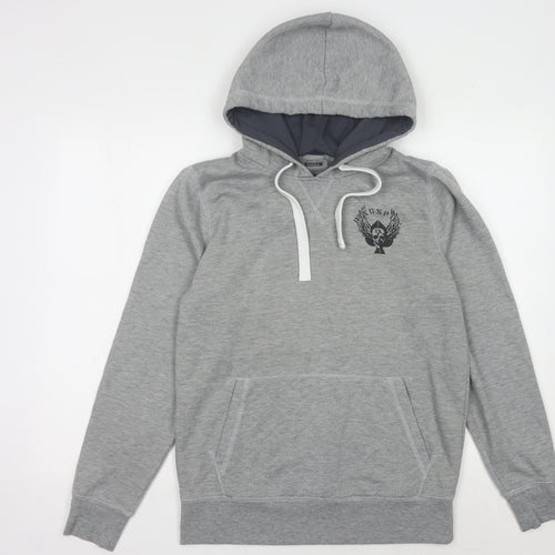 Bluespun Men's Grey Pullover Hoodie, Small, Logo Accent