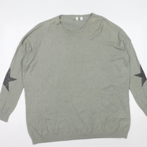 Elan Women's Grey Star Pullover Jumper, One Size