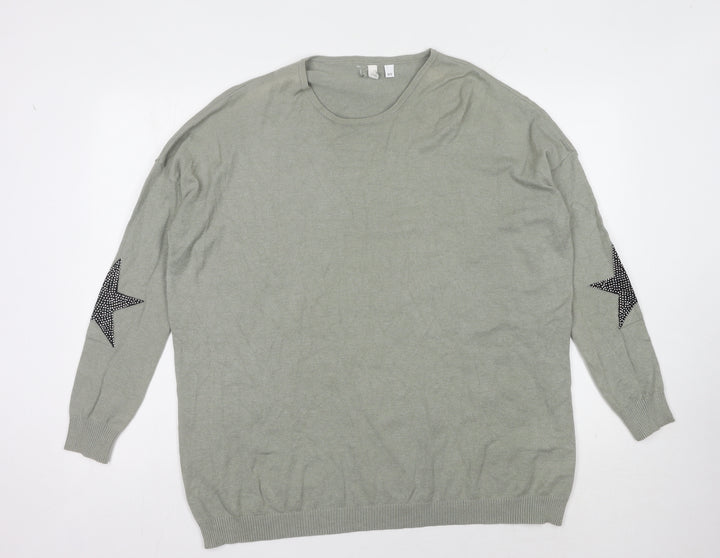 Elan Women's Grey Star Pullover Jumper, One Size