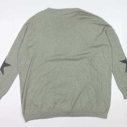 Elan Women's Grey Star Pullover Jumper, One Size