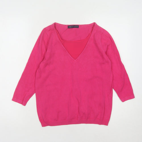 Marks and Spencer Womens Pink V-Neck Jumper Size 8