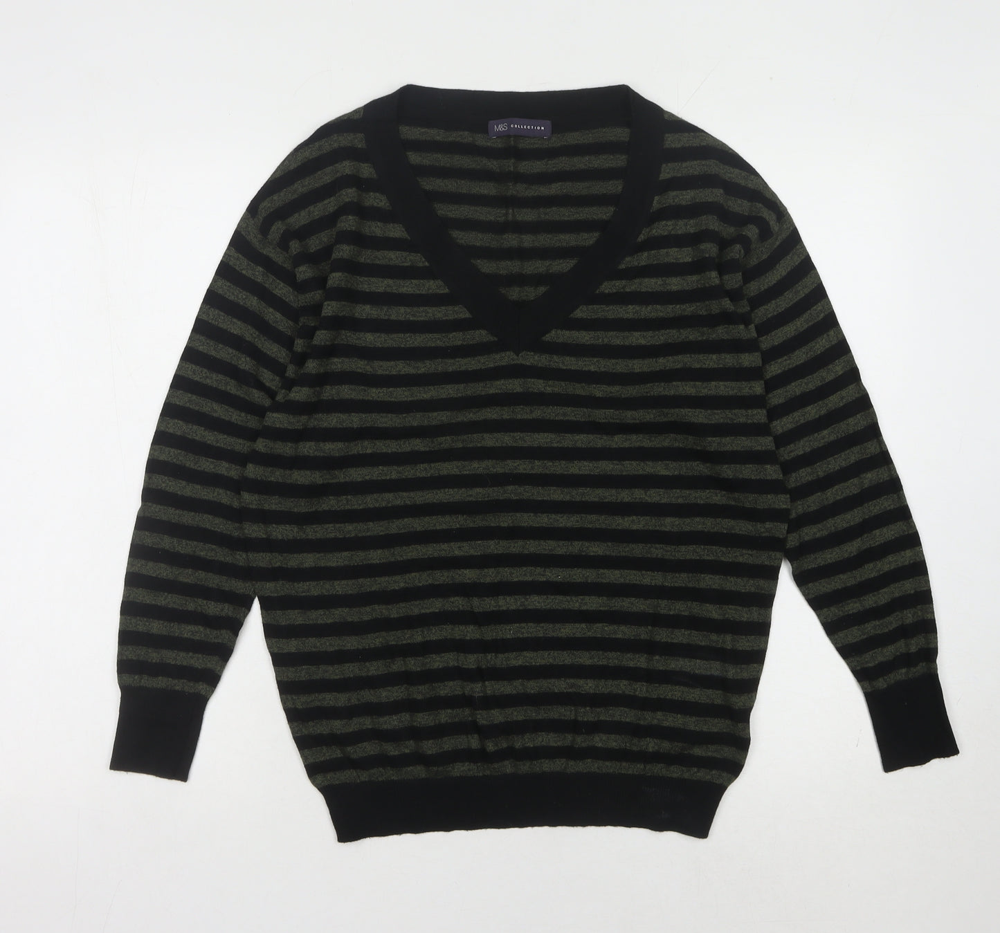 Marks and Spencer Women's Black Striped Pullover Jumper