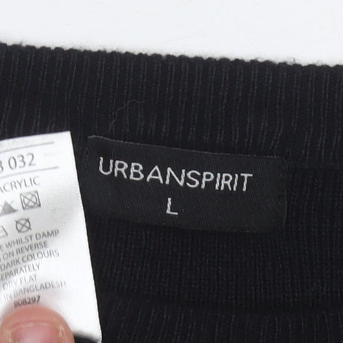 Urban Spirit Men's Black Check Pullover Jumper L