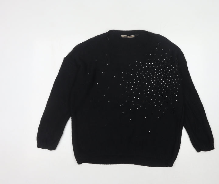 New Look Women's Black Studded Pullover Jumper M