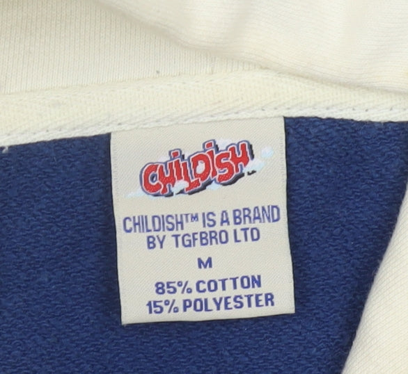 Childish Men's Blue Ivory Hoodie, Cartoon Graphic, M