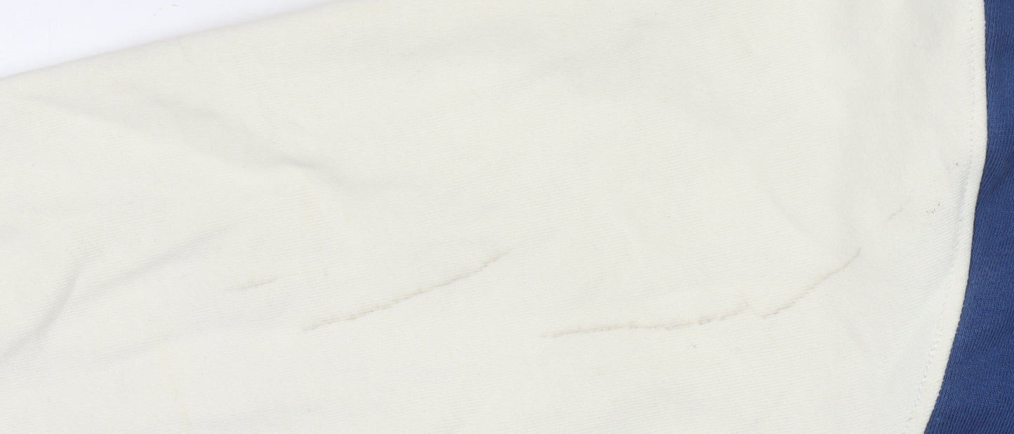 Childish Men's Blue Ivory Hoodie, Cartoon Graphic, M