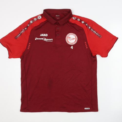 JAKO Men's Red Polo Medium Football Jersey