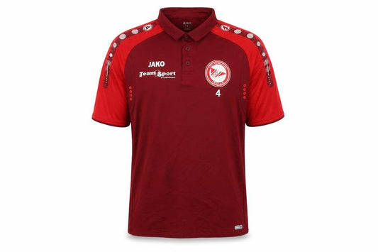 Front view of JAKO Men's Red Polo Medium Football Jersey