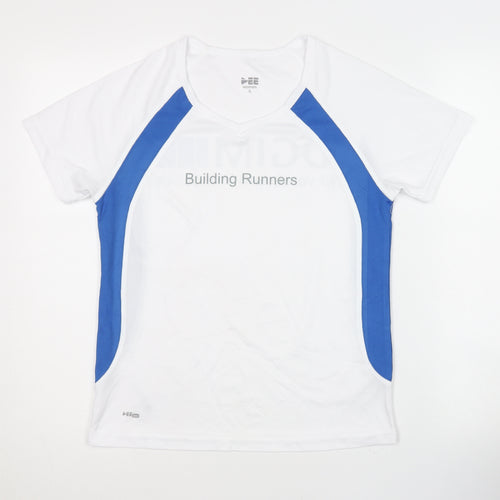 DEE Women's White Blue Running T-Shirt, Size S