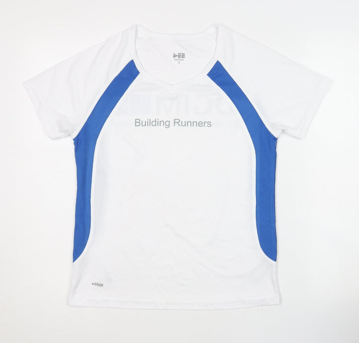 DEE Women's White Blue Running T-Shirt, Size S