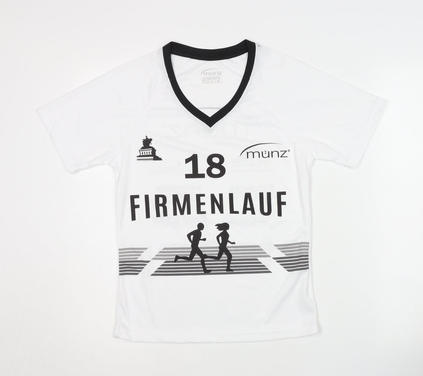 münz Women's White XS V-Neck Running T-Shirt
